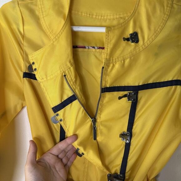 Zac Posen Target Rain Coat Womens Small Yellow Belted Trench Metal Clasp Twee - Picture 6 of 7